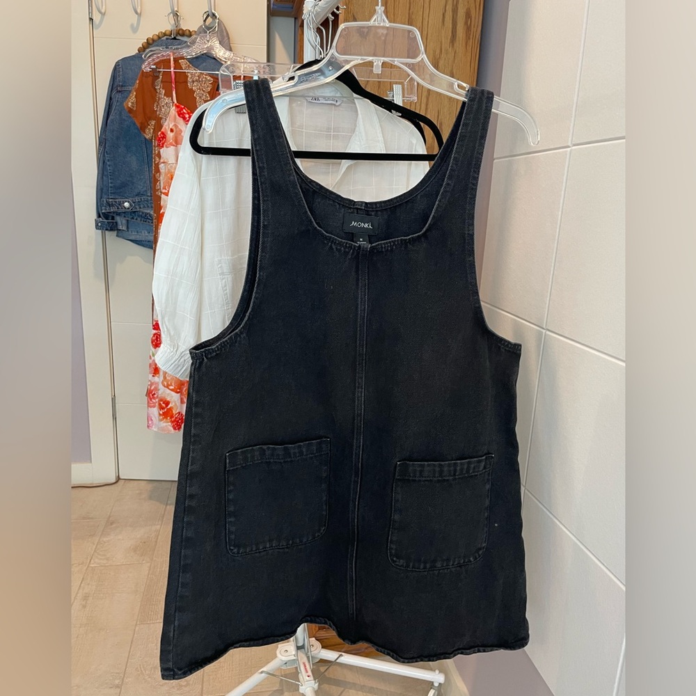 MONKI dark grey denim jumper dress size M